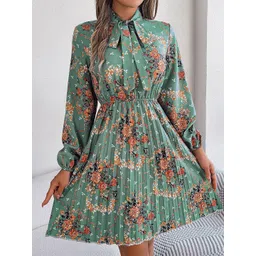 StyleCast x Revolte Floral Print Tie-Up Neck Fit & Flare Dress image 1