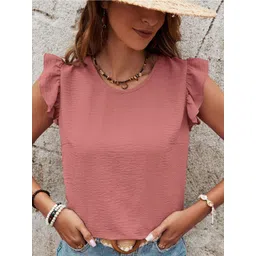 StyleCast x Revolte Flutter Sleeve Crepe Regular Top-picture-15