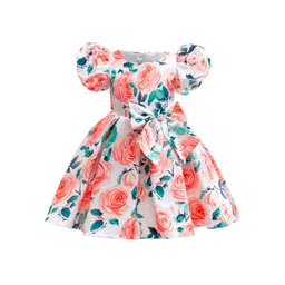 StyleCast x Revolte Girl Floral Print Puff Sleeves Bow Fit & Flare Midi Dress-picture-21