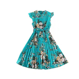 StyleCast x Revolte Girls Blue & White Floral Print Tie-Ups Maxi Dress-picture-16