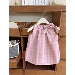 StyleCast x Revolte Girls Checked Round Neck Applique Detail A-Line Mini Dress-picture-38