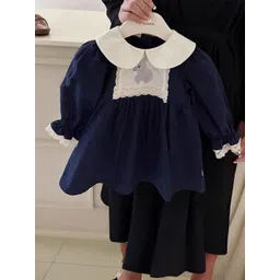 StyleCast x Revolte Girls Colourblocked Peter Pan Collar Bishop Sleeve A-Line Midi Dress-picture-30