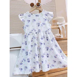 StyleCast x Revolte Girls Floral Printed Flutter Sleeves Fit and Flare Dress-picture-53