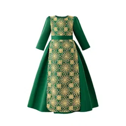 StyleCast x Revolte Girls Green & Beige Floral Print Maxi Gown Dress-picture-10