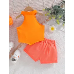 StyleCast x Revolte Girls Orange & Black Graphic Printed Sleeveless Top with Shorts image 2