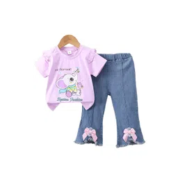 StyleCast x Revolte Girls Purple Graphic Printed T-shirt with Trousers-picture-53