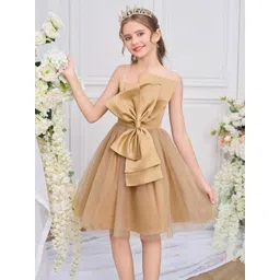 StyleCast x Revolte Girls Shoulder Straps Satin Solid Fit & Flare Dress-picture-30