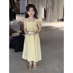 StyleCast x Revolte Girls Solid Choker Neck Gathered or Pleated Cotton A-Line Dress-picture-38