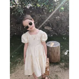 StyleCast x Revolte Girls Solid Choker Neck Gathered or Pleated Cotton A-Line Dress-picture-13