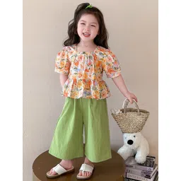 StyleCast x Revolte Girls Square Neck Short Sleeves Printed Top With Palazzos-picture-35