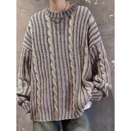 StyleCast x Revolte Men Cable Knit Self Design Round Neck Pullover-picture-24