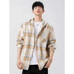 StyleCast x Revolte Men Checked Hooded Casual Shirt-picture-36