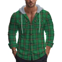 StyleCast x Revolte Men Checked Hooded Sweatshirt-picture-16