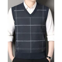 StyleCast x Revolte Men Checked V-Neck Sweater Vest-picture-11