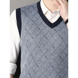 StyleCast x Revolte Men Checked V Neck Sweater Vest image 2