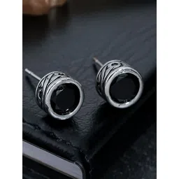 StyleCast x Revolte Men Copper-Plated Zircon Studded Circular Shaped Studs-picture-26