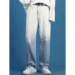 StyleCast x Revolte Men Cotton Mid-Rise Straight Fit Light Fade Bleached Jeans image 1