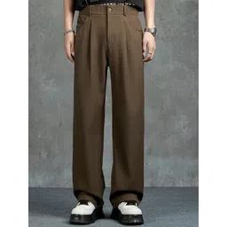 StyleCast x Revolte Men Pleated Mid-Rise Regular Fit Parallel Trousers-picture-13