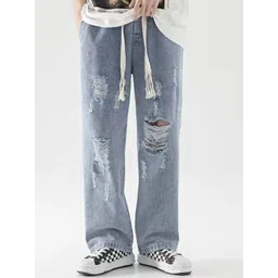 StyleCast x Revolte Men Regular Fit Mid-Rise Mildly Distressed Light Fade Jeans-image-25