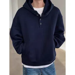 StyleCast x Revolte Men Solid Hooded Oversized Sweatshirt-picture-21