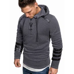 StyleCast x Revolte Men Solid Hooded Sweatshirt-picture-14
