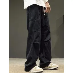 StyleCast x Revolte Men Solid Loose Fit Mid-Rise Flat-Front Easy Wash Cargos Trousers-picture-25