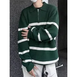 StyleCast x Revolte Men Striped Colourblocked Longline Pullover-picture-11