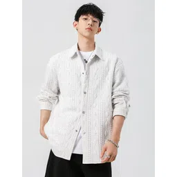 StyleCast x Revolte Men Textured Spread Collar Casual Shirt-picture-51