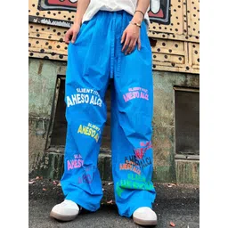 StyleCast x Revolte Men Typography Printed Loose Fit Easy Wash Wide Leg Trousers-picture-30
