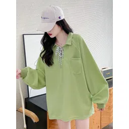 StyleCast x Revolte Oversized Polo Collar Long Sleeves Pullover Sweatshirt-picture-32