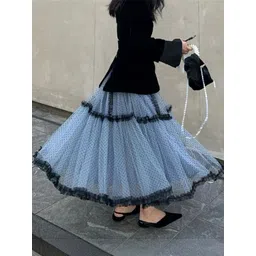 StyleCast x Revolte Printed Polyester Maxi Flared Skirts-picture-24