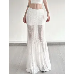 StyleCast x Revolte Self Design Polyester Maxi A-Line Skirts-picture-34