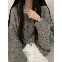 StyleCast x Revolte Self Design Round Neck Crop Pullover-picture-19