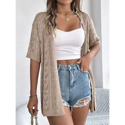 StyleCast x Revolte Self Design Sheer Open Front Shrug-picture-17