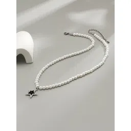 StyleCast x Revolte Silver-Plated Artificial Beaded Minimal Necklace-image-3