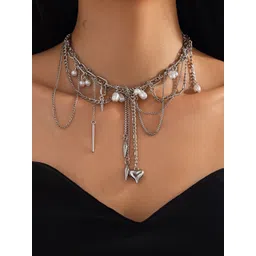 StyleCast x Revolte Silver-Plated Artificial Beaded Tasselled Statement Necklace-image-24