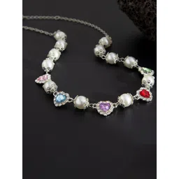 StyleCast x Revolte Silver-Plated Artificial Stones Studded And Beaded Necklace-image-5