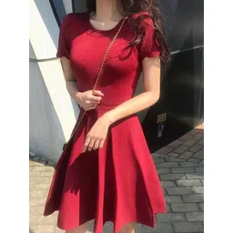 StyleCast x Revolte Solid Fit and Flare Mini Dress-picture-20