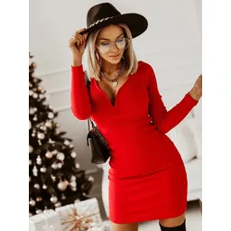 StyleCast x Revolte Solid Long Sleeve Sheath Dress-picture-24