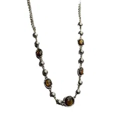 StyleCast x Revolte Stainless Steel Silver-Plated Artificial Stones Minimal Necklace-picture-38