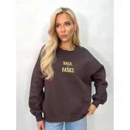 StyleCast x Revolte Typographic Printed Round Neck Cotton Pullover Sweatshirts-image-3