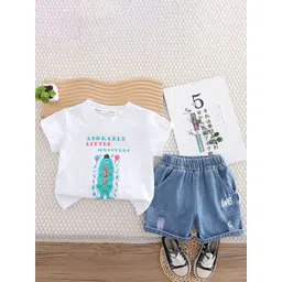 StyleCast x Revolte Unisex Kids Printed Round Neck Pure Cotton T-shirt With Shorts-picture-15