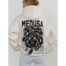 stylecast x revolte White Solid Hooded Sweatshirt with Kangaroo Pockets-picture-17