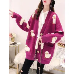 StyleCast x Revolte Women Animal Printed V-Neck Front-Open Sweaters-picture-33