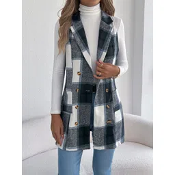 StyleCast x Revolte Women Checked Lapel Collar Coat-picture-22