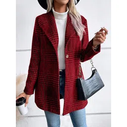 StyleCast x Revolte Women Checked Lightweight Longline Open Front Jacket-picture-31