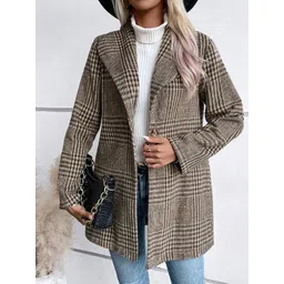 StyleCast x Revolte Women Checked Lightweight Longline Open Front Jacket-picture-30