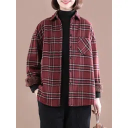 StyleCast x Revolte Women Checked Longline Open Front Jacket-picture-29