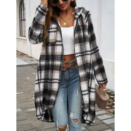 StyleCast x Revolte Women Checked Longline Tailored Jacket-picture-19