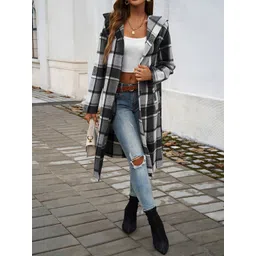 StyleCast x Revolte Women Checked Longline Tailored Jacket-picture-20